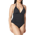 Blanca 4 Women's Halter Mio V-Neck La Piece Island Black, Goddess Swimsuit, classic One Standard