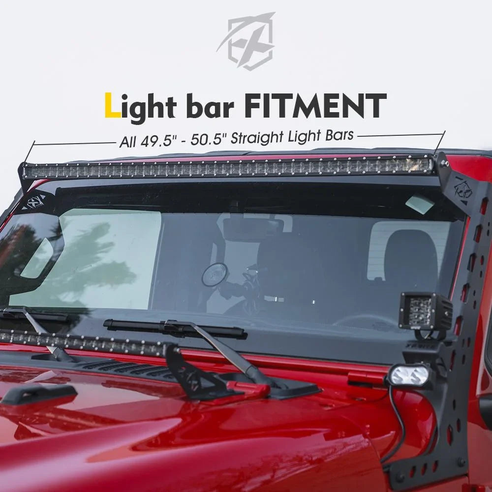 Brackets & Gladiator Windshield Light Front 2018+ Bar Xprite Universal JL Wrangler Mounting type JT fit Jeep