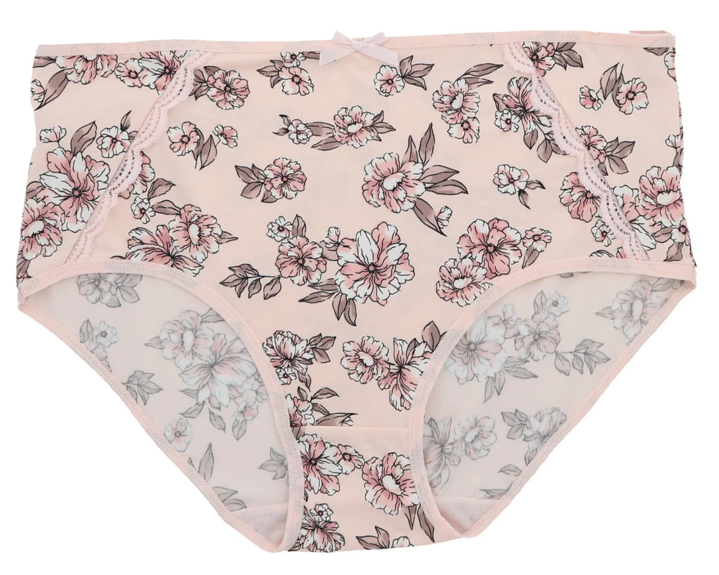 Classic Women's Floral Panties Sexy Size Pink Burke Intimates (5Pr) Plus Rise Delta Dots) Brief (X-Large, High