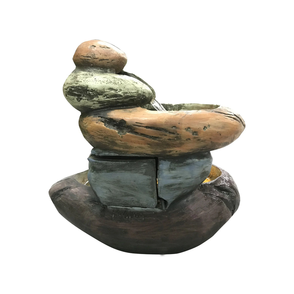 Lights White Multicolour Tabletop With LED Stone Fountain Warm