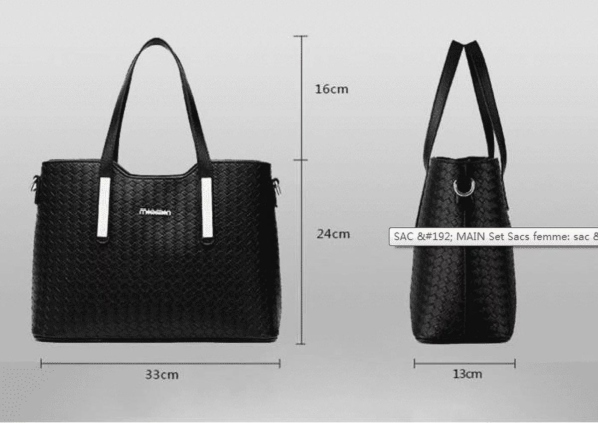 Bags Weave Pu Capacity Handbag Set Leather Bag Tote Pieces Big Women Purse high quality 3 Smarit Bag Set Shoulder