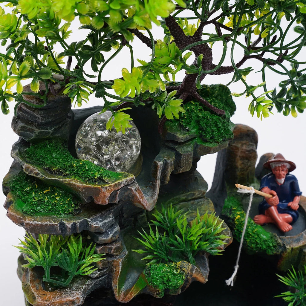 Indoor Shui with ZhdnBhnos Water Light Ornament Table Zen Fountains Rockery Decoration LED Feng Waterfall Desktop