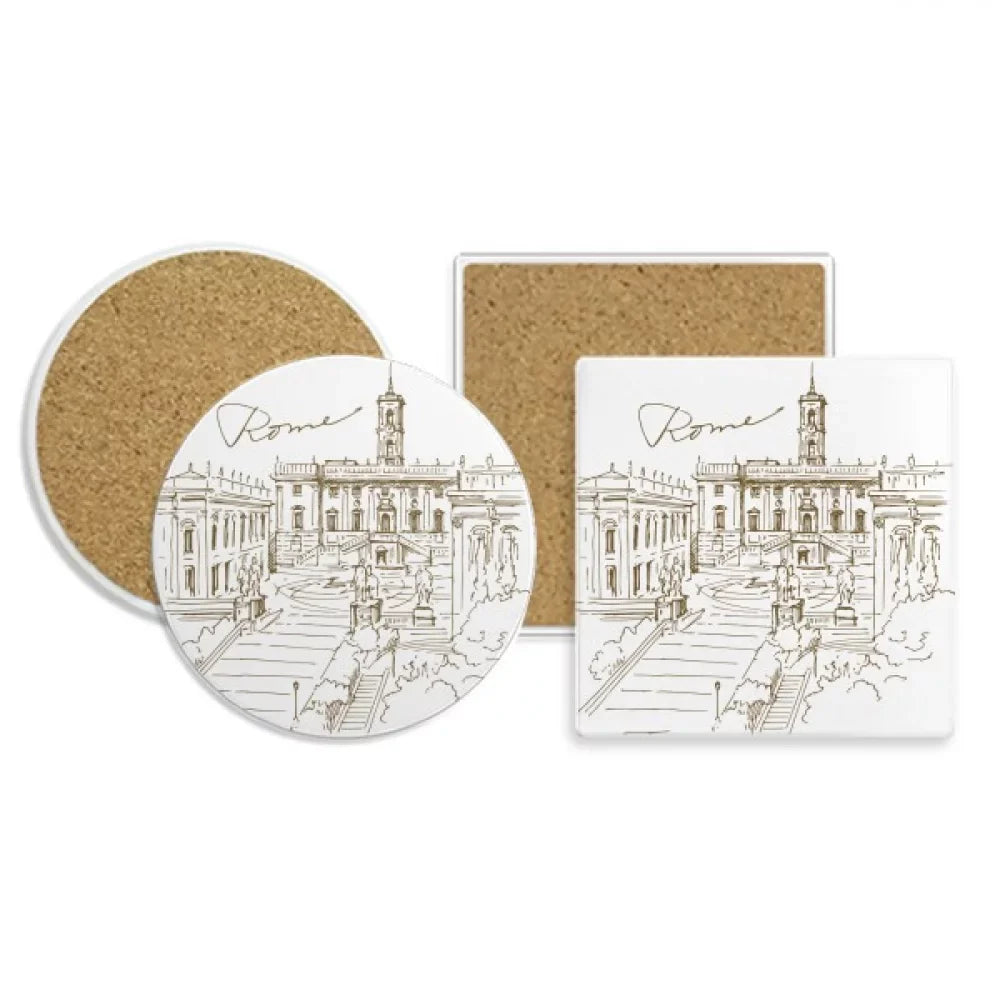 Holder Mug Trevi Absorbent Stone di Base Fontana Cup Set Landmark special edition Rome Coaster Cork Fontana