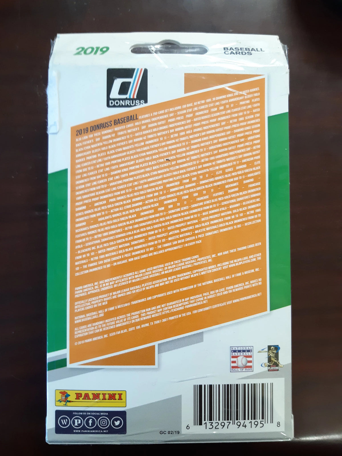 Baseball 50ct Cards Box Hanger Panini Donruss 2019