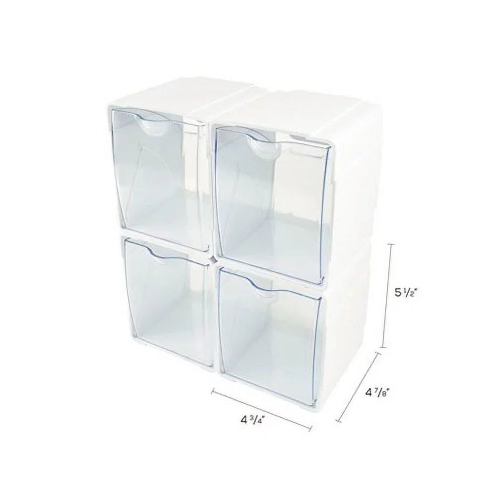 special edition 5/8 White/Clear Bin 4 4 x Organizer 5 Tilt 4-Bin 7/8 1/2, x Interlocking
