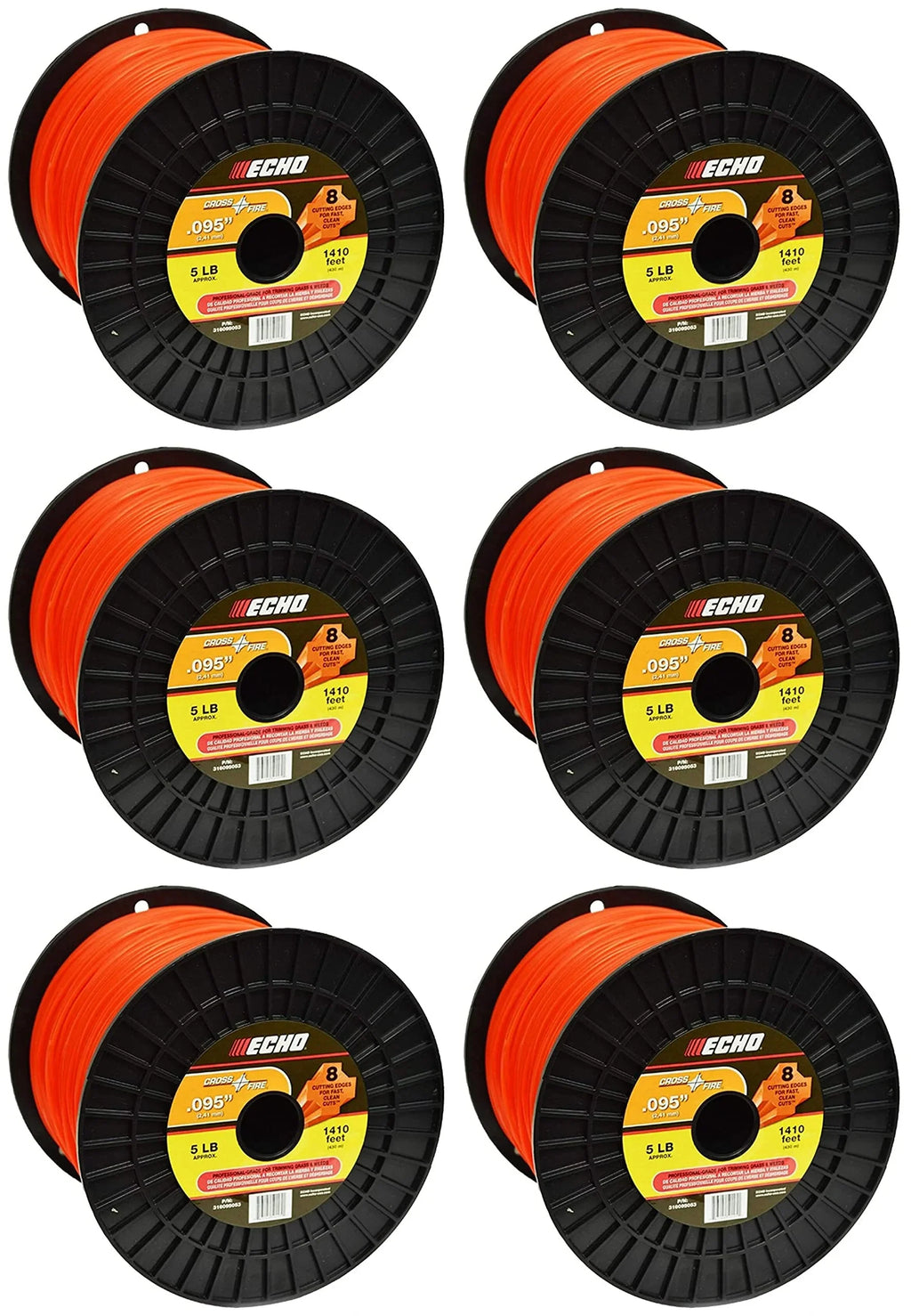 Genuine Lb .095" Spool 5 (dia.) Echo Cross-Fire 316095053-6PK Trimmer Line