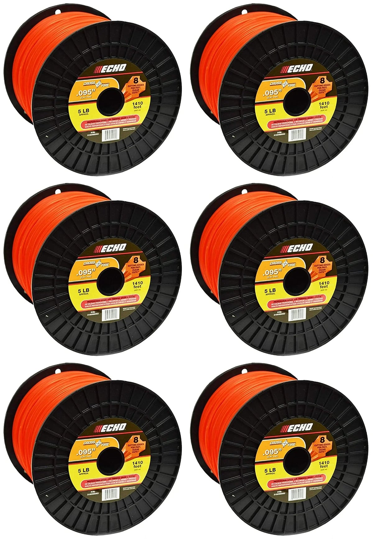 Genuine Lb .095" Spool 5 (dia.) Echo Cross-Fire 316095053-6PK Trimmer Line