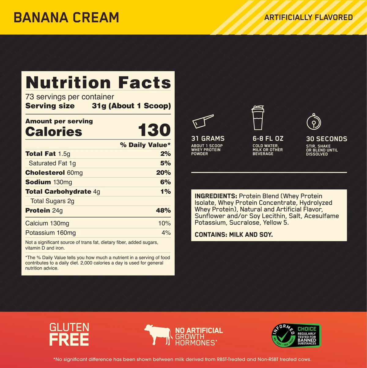 Servings 100% Powder, Gold Banana 5 Cream, lb, trendy Protein Standard Whey Optimum Nutrition, 73
