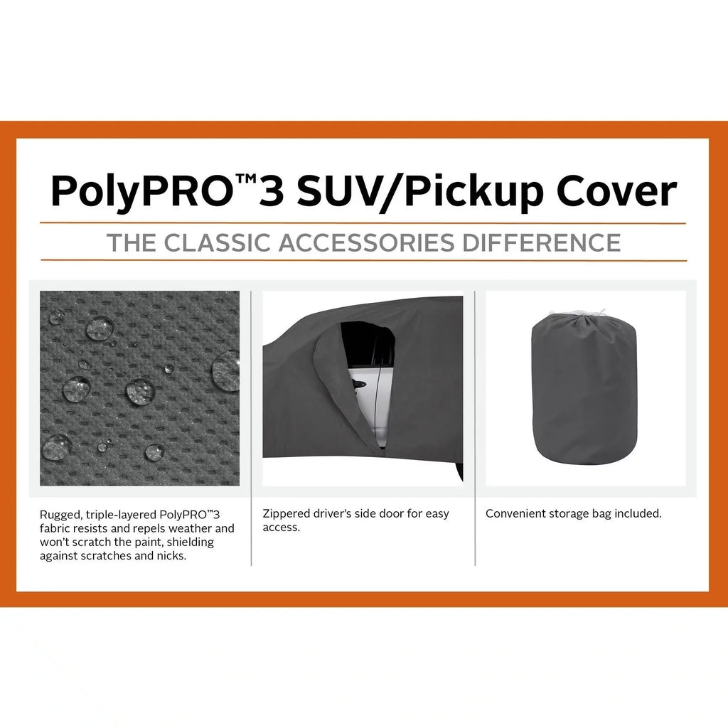 PolyPRO™ Cover, Cover Charcoal Up 3 SUV OverDrive to Truck Car or Accessories 187"L, Classic Heavy-Duty - Compact