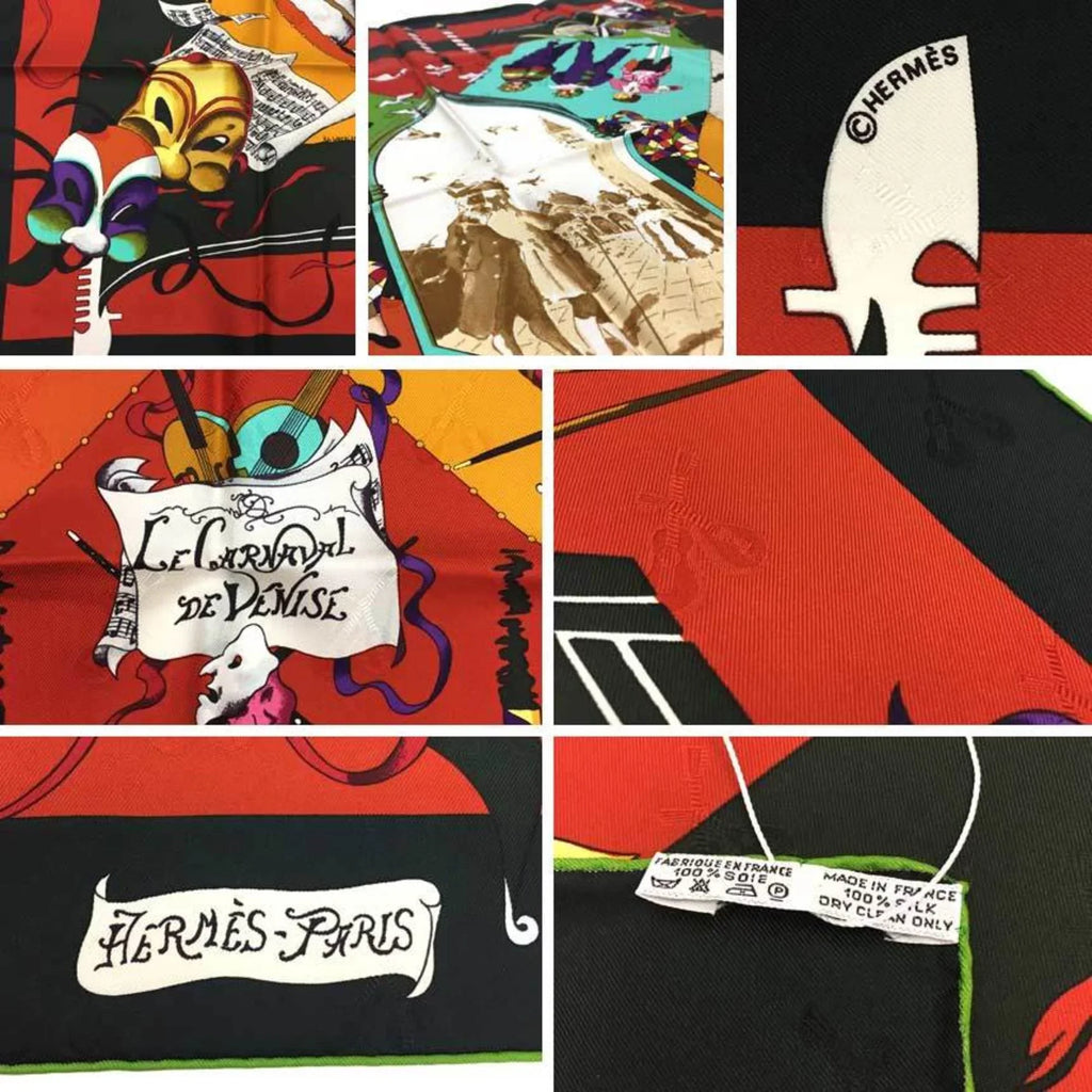 DE Hermes VENISE Orange 90 (Like Green Muffler Silk Pre-Owned CARNAVAL HERMES special edition Carnival Moss New) LE Scarf Carre Venice aq7392 x