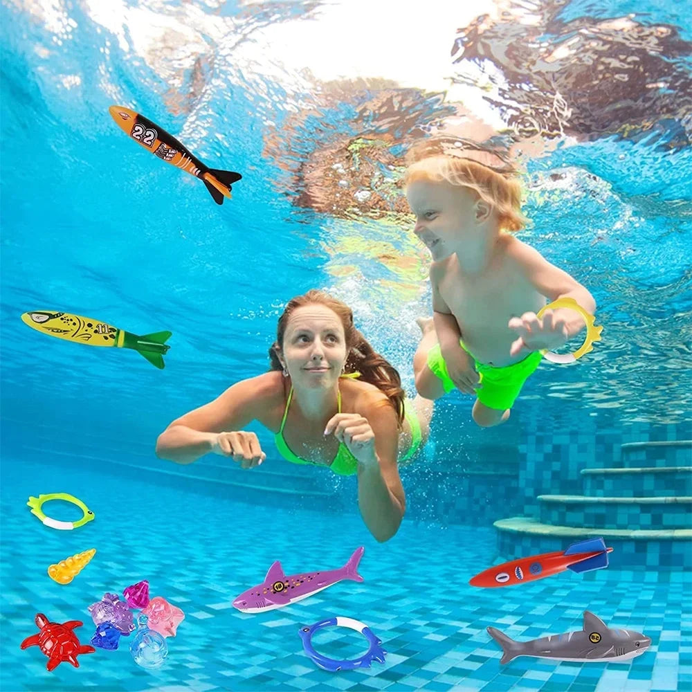 Playoza Summer Kids,Fun Swim & Gifts Boys Development Toys Girls Pool Pool Swimming Swim Bag,20 Skill Diving Storage for Toys Pack Learning Games Dive with Underwater Swimming Diving Set, for