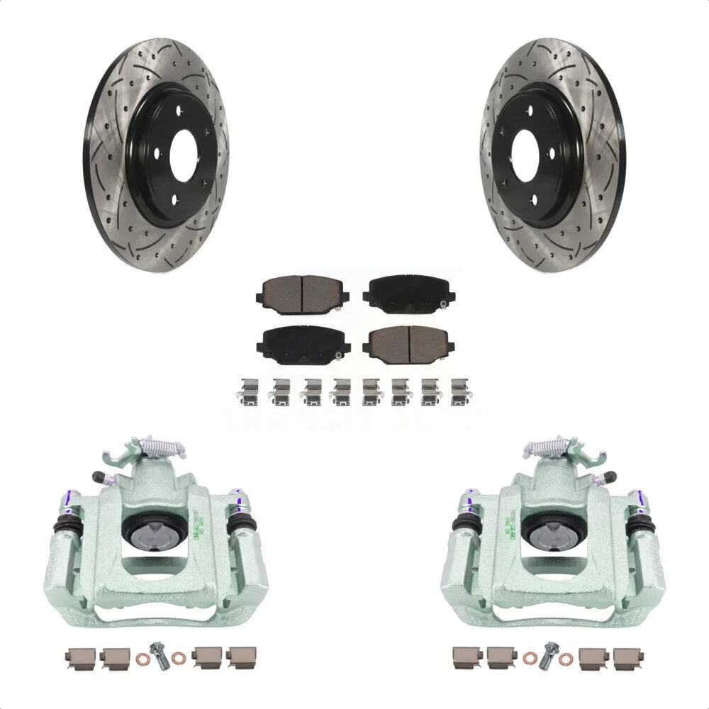 Piston Transit For Caliper KCD-100629C new Brake Dual Slotted C/V With Front And Kit Ram Disc Rear Ceramic Coated Pads 2012 Drilled Auto Rotors