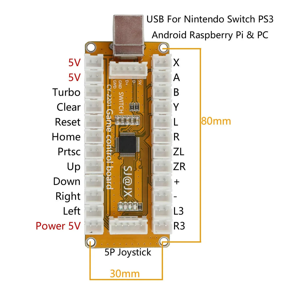 Controller Pi Player SJ@JX Cherry Game Nintendo 2 for Gamepad Arcade USB PC Microswitch Switch Raspberry MAME Joystick 8way PS3 Encoder Retropie Button MX