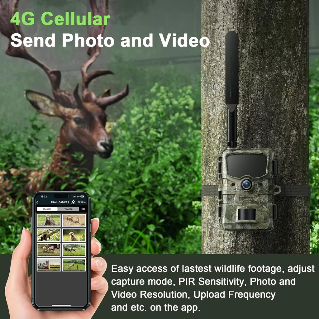 Motion LTE Vision 24MP Camera with for Trail SD Cellular to Waterproof Card Night Cam 4G Wildlife Monitoring with Hunting Video Activated Camera Sends Game 1080P Trail Cell Picture Phone CAMPARK -