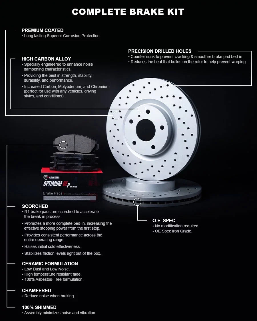 Brake Brake 2007-2015 Rotors|fits R1 and Q60 Brake |Front and Pads special edition Rotors Brakes and Pads| Front Optimum OEp Rotors Kit G37, Pads| INFINITI G35, Concepts