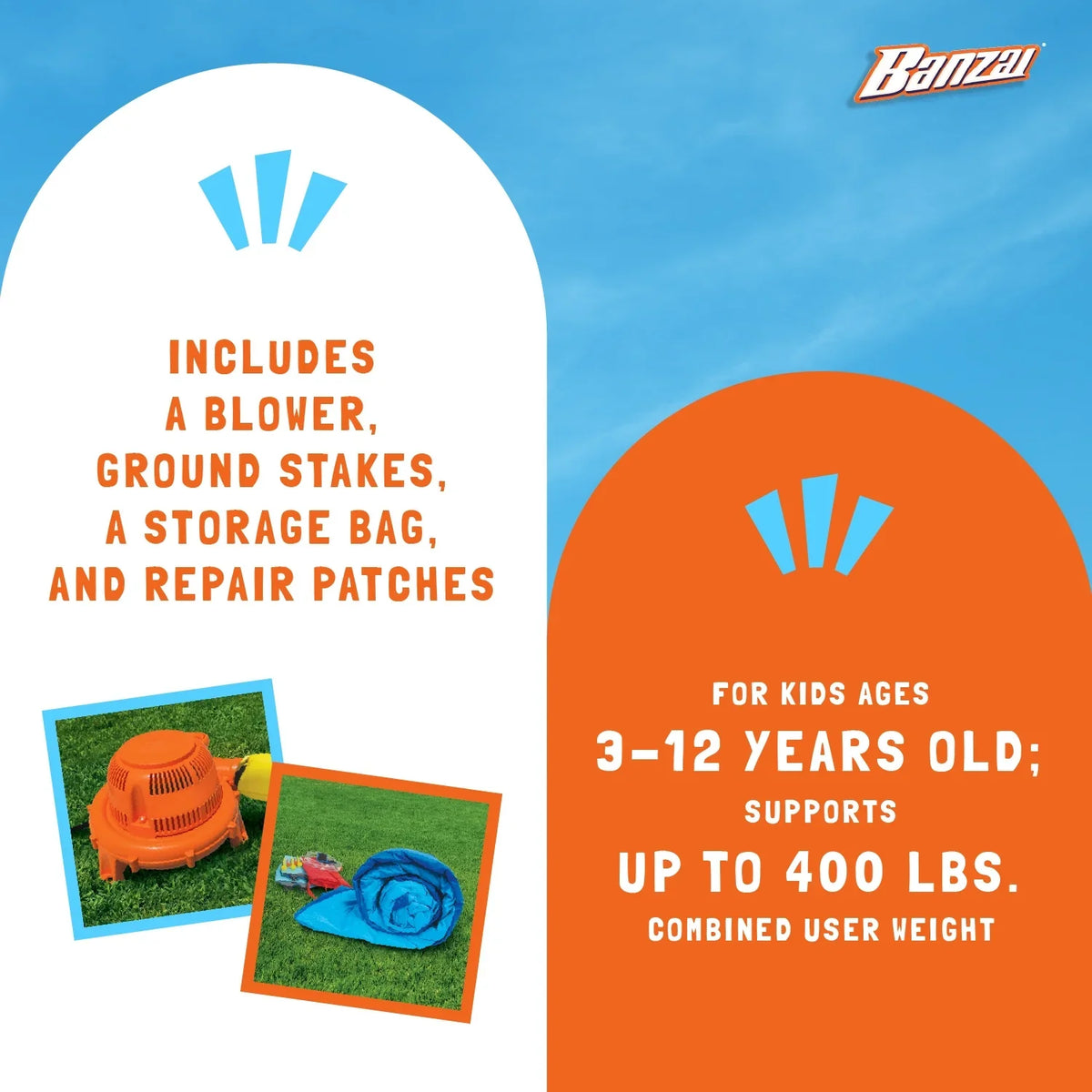 Slides 2 and Slide Complete Bounce Air House with N’ Banzai Fun Set Blower