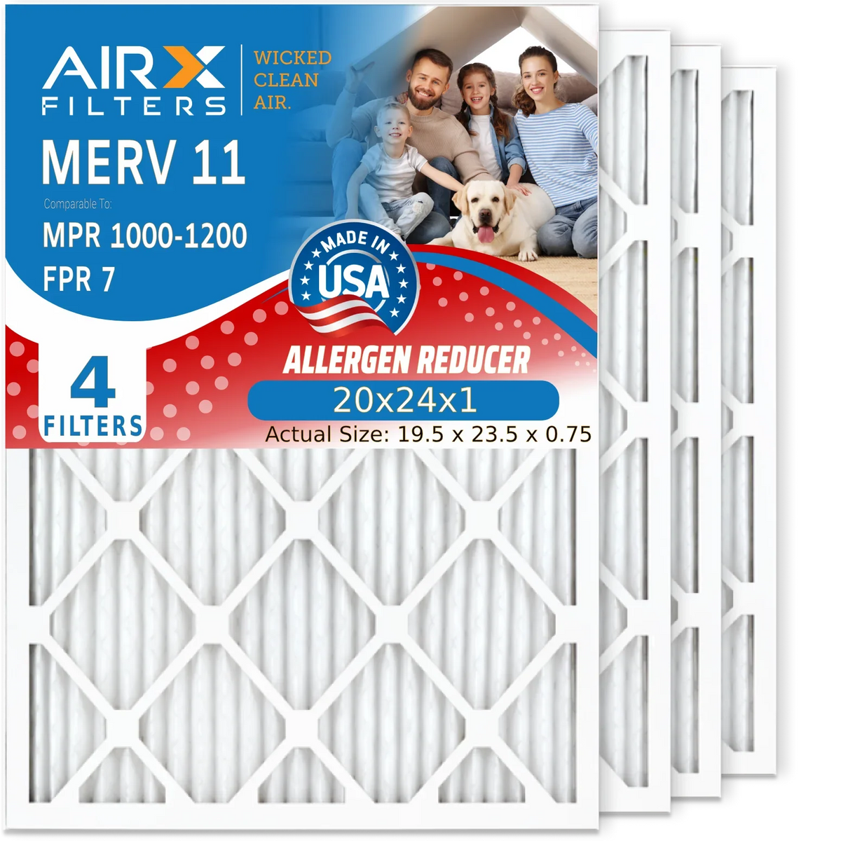 7 1200 1000, Electrostatic 11 Pack 20x24x1 & MPR by FPR trendy to 4 Comparable HVAC USA Air Filter 20x24x1 Conditioner Pleated Air CLEAN FILTERS Premium MERV Made AIRX Furnace Filter WICKED Filters AIR. MPR