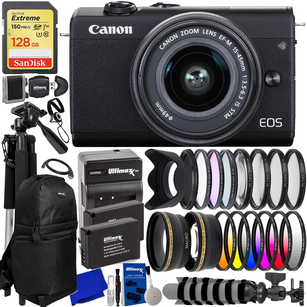 15-45mm - Accessory 20PC EOS Lens Bundle with Camera Digital (Black) new Canon M200