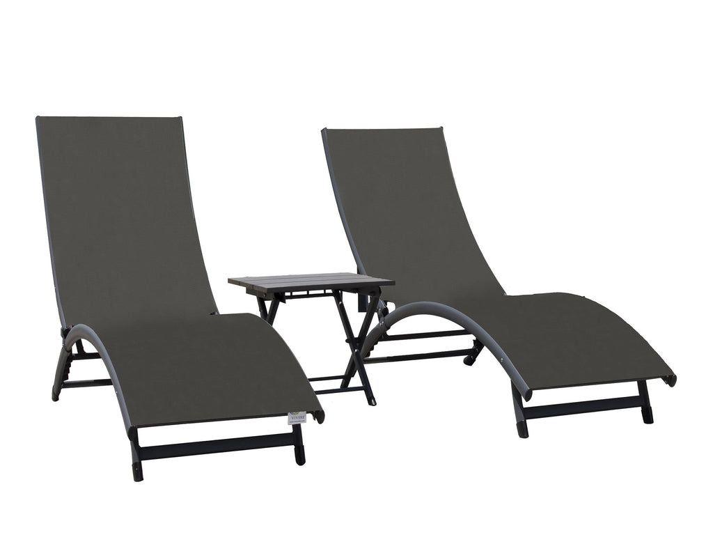 Reclining special edition Black 3 Piece Table The Aluminium and Hamptons 69” Chairs Set Folding Collection