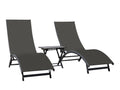 Reclining special edition Black 3 Piece Table The Aluminium and Hamptons 69” Chairs Set Folding Collection