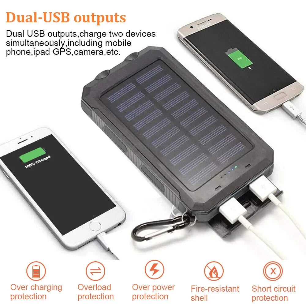US Battery Charger 2023 Solar External Bank 9000000mAh Waterproof Power Portable