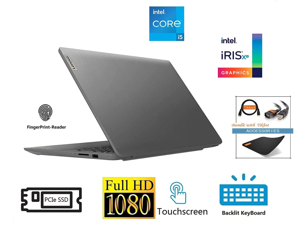 Camera, 2021 FHD Display, Lenovo Wi-Fi 512GB | IPS SSD) Laptop, Iris Type-C, 6, RAM Fingerprint, (12GB high quality IdeaPad 15.6" 3 (>i7-1065G7), Xe Touchscreen i5-1135G7 w/Accessories PCIe Graphics,