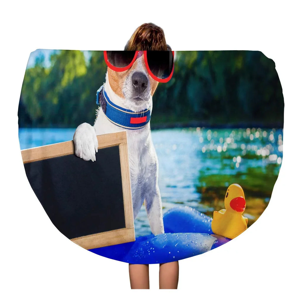 Jack Towel classic in inch Water Circle Mat Blanket Sitting Round Towels Mattress SIDONKU Tapestry Beach on Circular Dog Russell Travel Throw 60 Beach Inflatable
