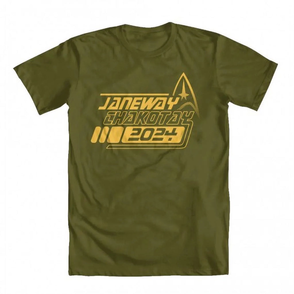 Star Men's Artwork Original Medium Military Green T-shirt Trek Janeway by Chakotay 2024 GEEK TEEZ Inspired