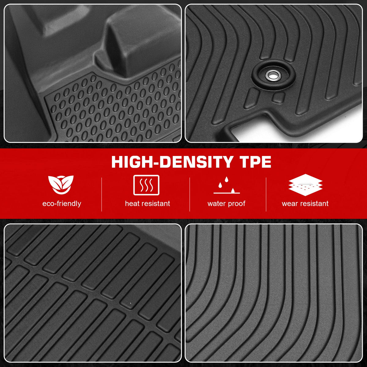 TPE 2008-2016 All Liner 4PCS Caravan Rear Black Town Carpets Car Mats With Compatible Ikon 2008-2020 Protector Row 3D Dodge Molded Chrysler Country 1st 2nd Weather Front Grand Floor & Motorsports 3D