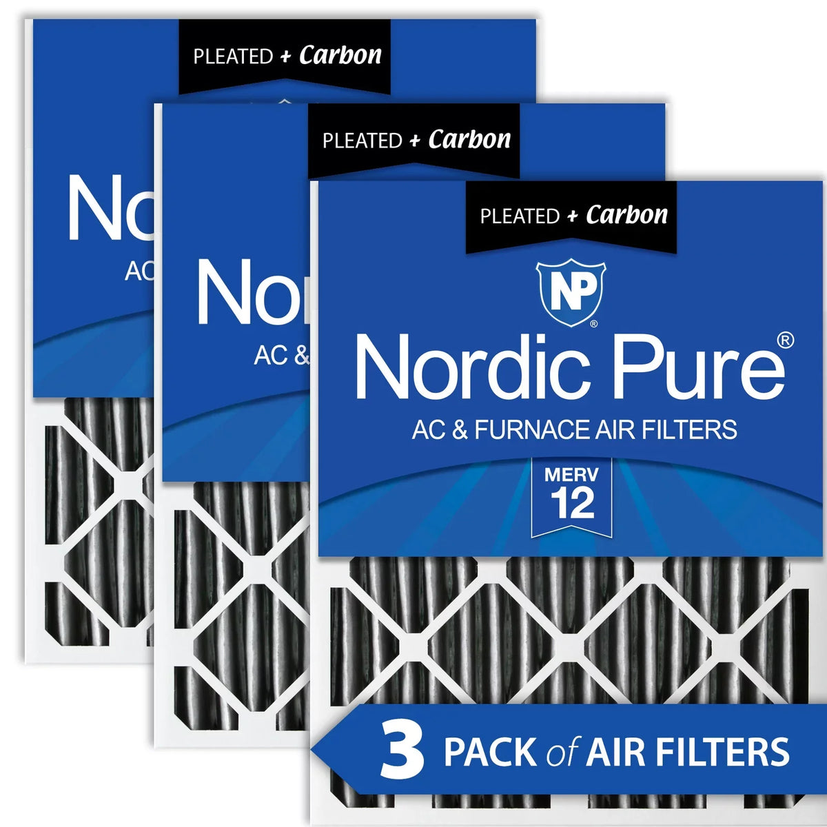 Pure Pack Pleated Plus Carbon 12 Nordic Furnace MERV 3 special edition Air 20x20x2 Filters