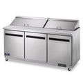 71.5-Inch 3-Door 115v Refrigerated Arctic Table, Sandwich/Salad Air Prep classic AST72R