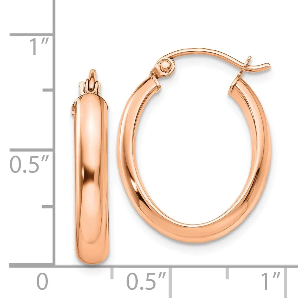 for Oval Adults for Real Tube and Men Gold and Polished Rose Women Hoop Teens; 14kt Earrings;