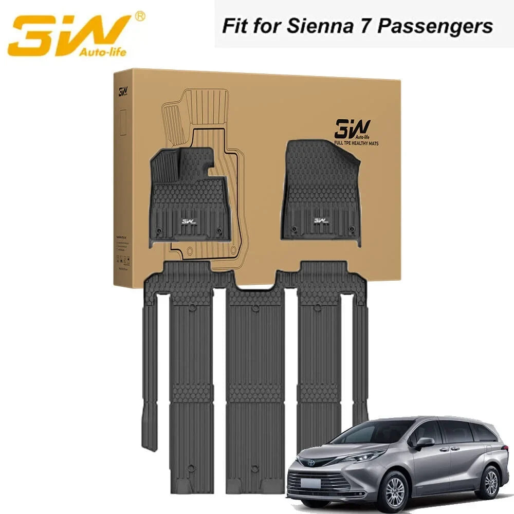 Toyota 3W 7 TPE All weather for seat Car 7 Seat fit Liner Sienna Floor Sienna 2021-2024 Floor Mats