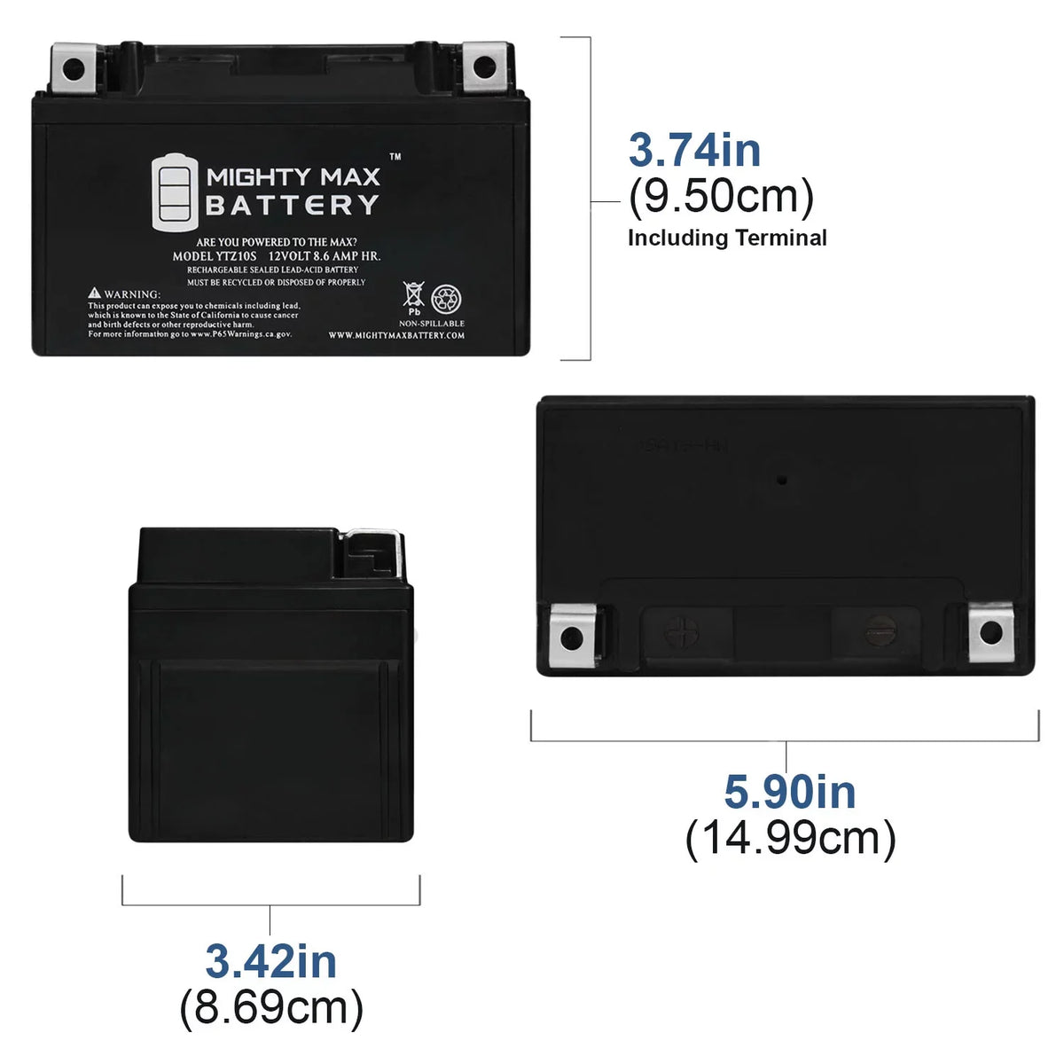 1000 with 8.6AH - Pack GSX-R1000 YTZ10S Replacement compatible Battery 4 Suzuki 12V 00-17