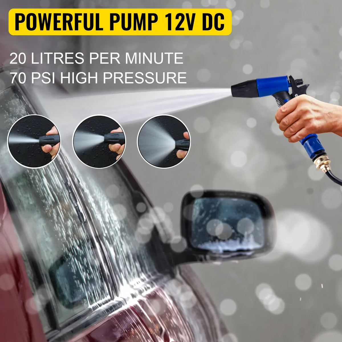 Water RV Marine 5.5 Gallons Pump Washdown BENTISM Water Coiled 25 Per PSI Pumps Automatic 12V 5.3 with Minute 70 for Pump Hose Yacht Boats Diaphragm Caravan Pump Foot Rv GPM