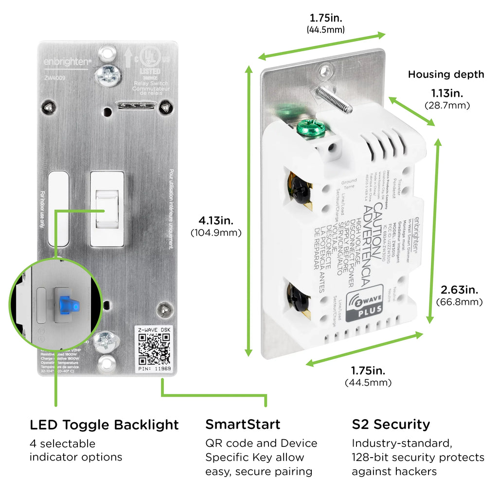 Required, Switch, Toggle Enbrighten Plus Light Smart Z-Wave White Z-Wave Hub 46202,