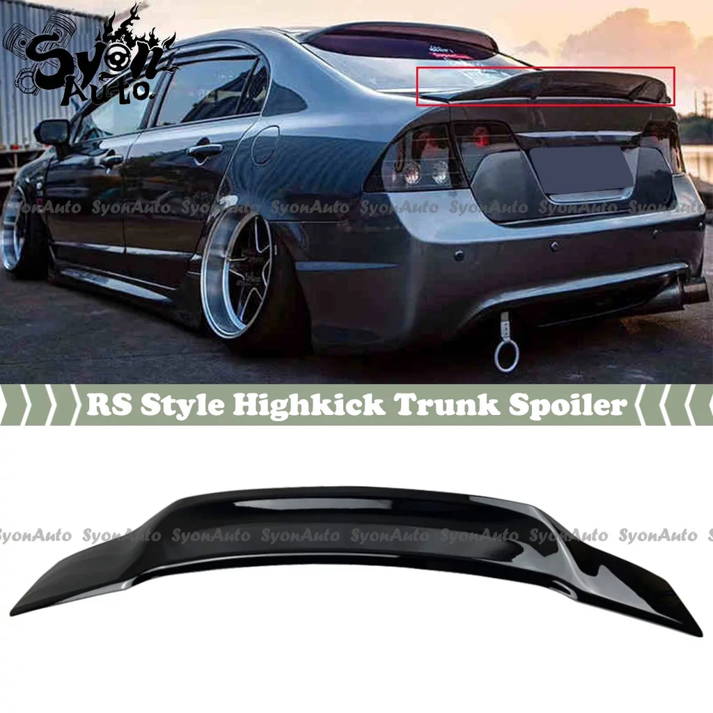 CIVIC HIGHKICK WING BLACK GLOSSY 2006-2011 TRUNK SPOILER SEDAN HONDA RS FITS STYLE