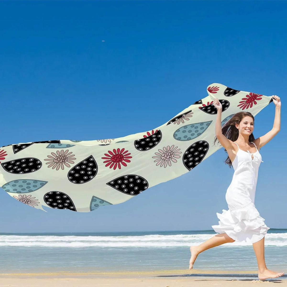 Silk Girls Women Hyjoy for Scarves Long high quality Lightweight Wrap Neck Scarf Doodles Shawl Flower