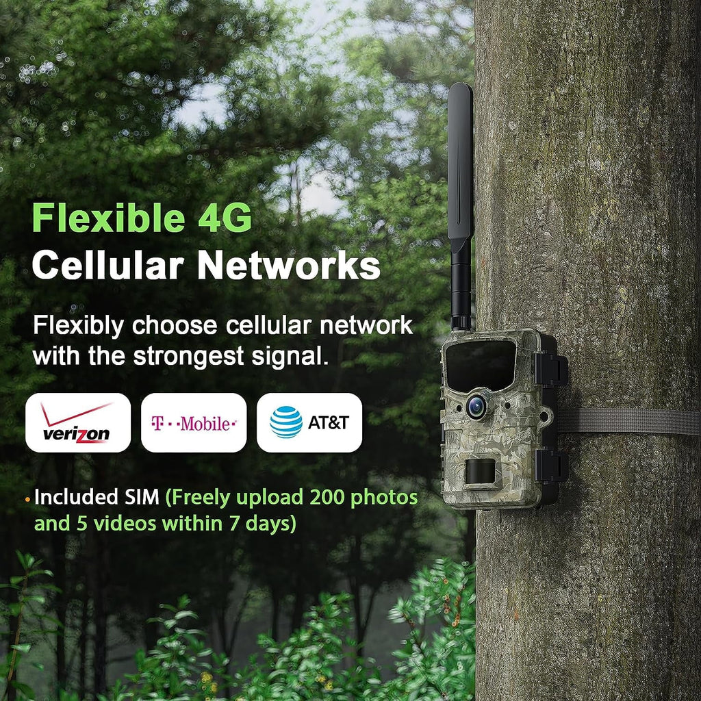 Motion LTE Vision 24MP Camera with for Trail SD Cellular to Waterproof Card Night Cam 4G Wildlife Monitoring with Hunting Video Activated Camera Sends Game 1080P Trail Cell Picture Phone CAMPARK -