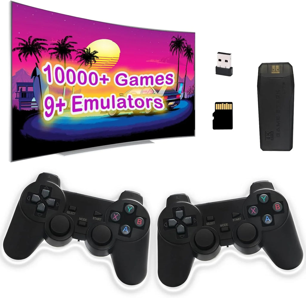 Wireless and Game for High 4K Classic Video trendy Emulators,Plug HD Controllers Wireless Definition Stick TV Games,9 Output in with 2.4G Game Retro Dual 10000+ Console,Built Play