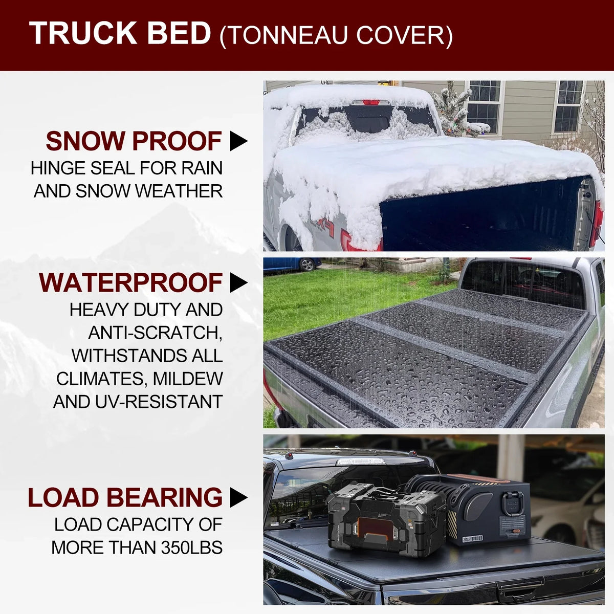 Bed | Ram 6.4ft Bed & 2500 special edition Tonneau 2003-2024 Tri-Fold Cover Kikito | Rambox Hard Truck System FRP 3500 (74.6in) 1500 Without Deckrail for Professional