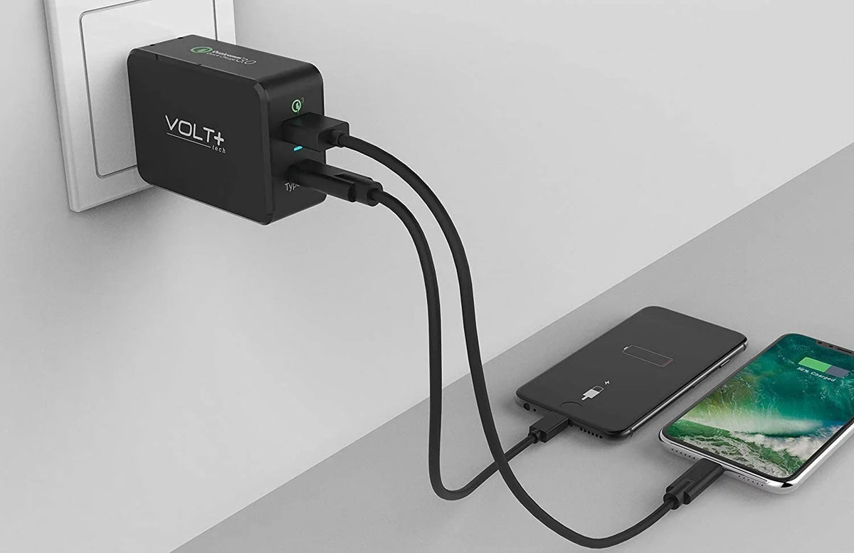 3.0 Both Professional Compatible with MicroUSB/Type-C with 33W 3.0 Adaptive Plus [Black/UL Charge Cables Xperia XA/P/Z5/Z3/Z3v/Z2/E5 Quick Folding QC Blade Certified] Fast