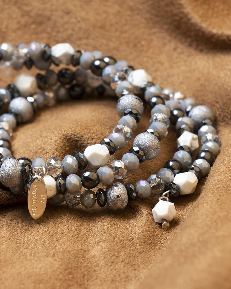 Crystals Design white for Fabrizio new Women & By Positano with Memory for Women Pearls Howlite, Gioconda Bracelet