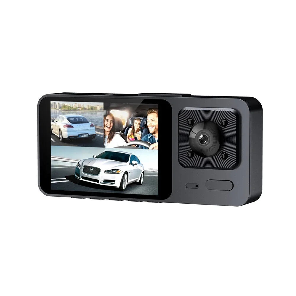 1080P high quality Video Recorder Front/Rear/Inside Lens 3 Cam HD Car Dual G-sensor Dash JLLOM Lens Camera