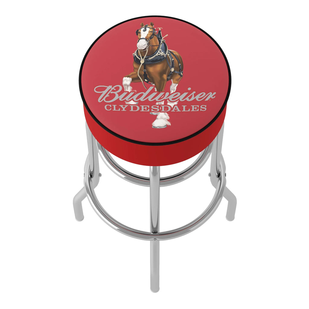 Clydesdale Gameroom Stool new with Seat Bar Red Budweiser Trademark Padded