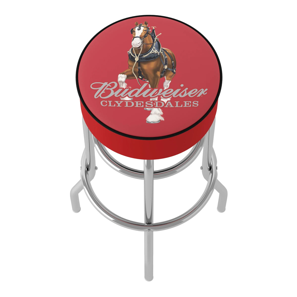 Clydesdale Gameroom Stool new with Seat Bar Red Budweiser Trademark Padded